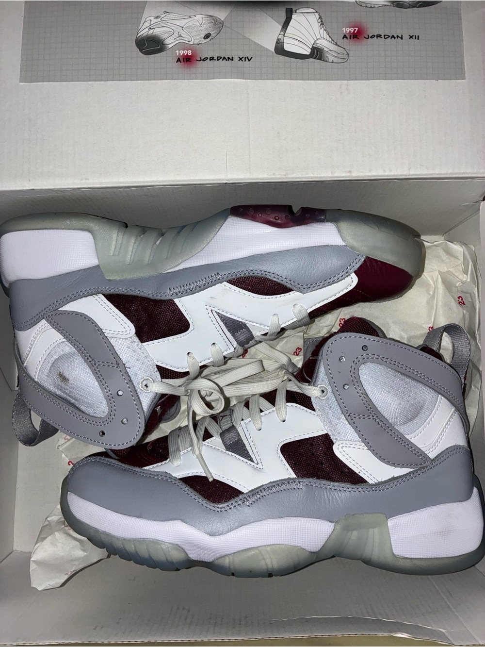 Jordan High-Top 6 Rings in White, Gray & Maroon